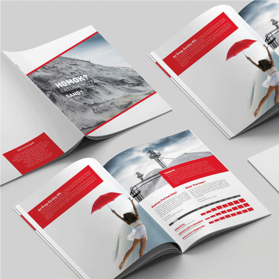 Modern kiadványtervezés homok feldolgozó vállalkozásnak